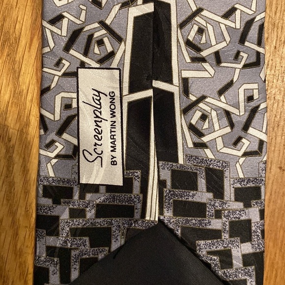 Martin Wong "Screenplay" silk tie 58”  -bm - Picture 4 of 4